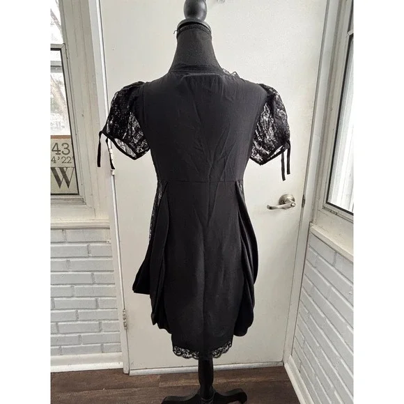 ALLSAINTS‎ Spitalfields 100% Silk Lace Tulip Hem Dress 6 Y2K grunge boho rock - Picture 6 of 9